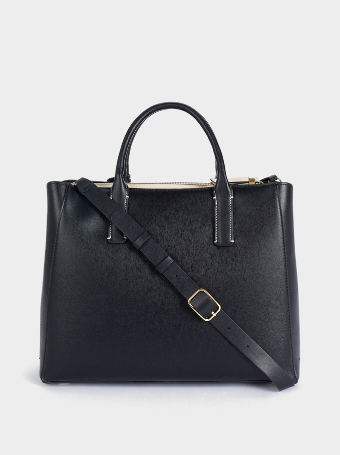 Shopper Bag With Multi-Way Handle, Black, hi-res