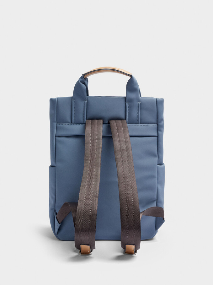 Nylon Textured Backpack For 13” Laptop, Blue, hi-res