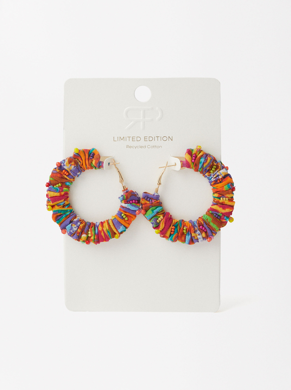 Recycled Cotton Hoop Earrings - Limited Edition, Multicolor, hi-res