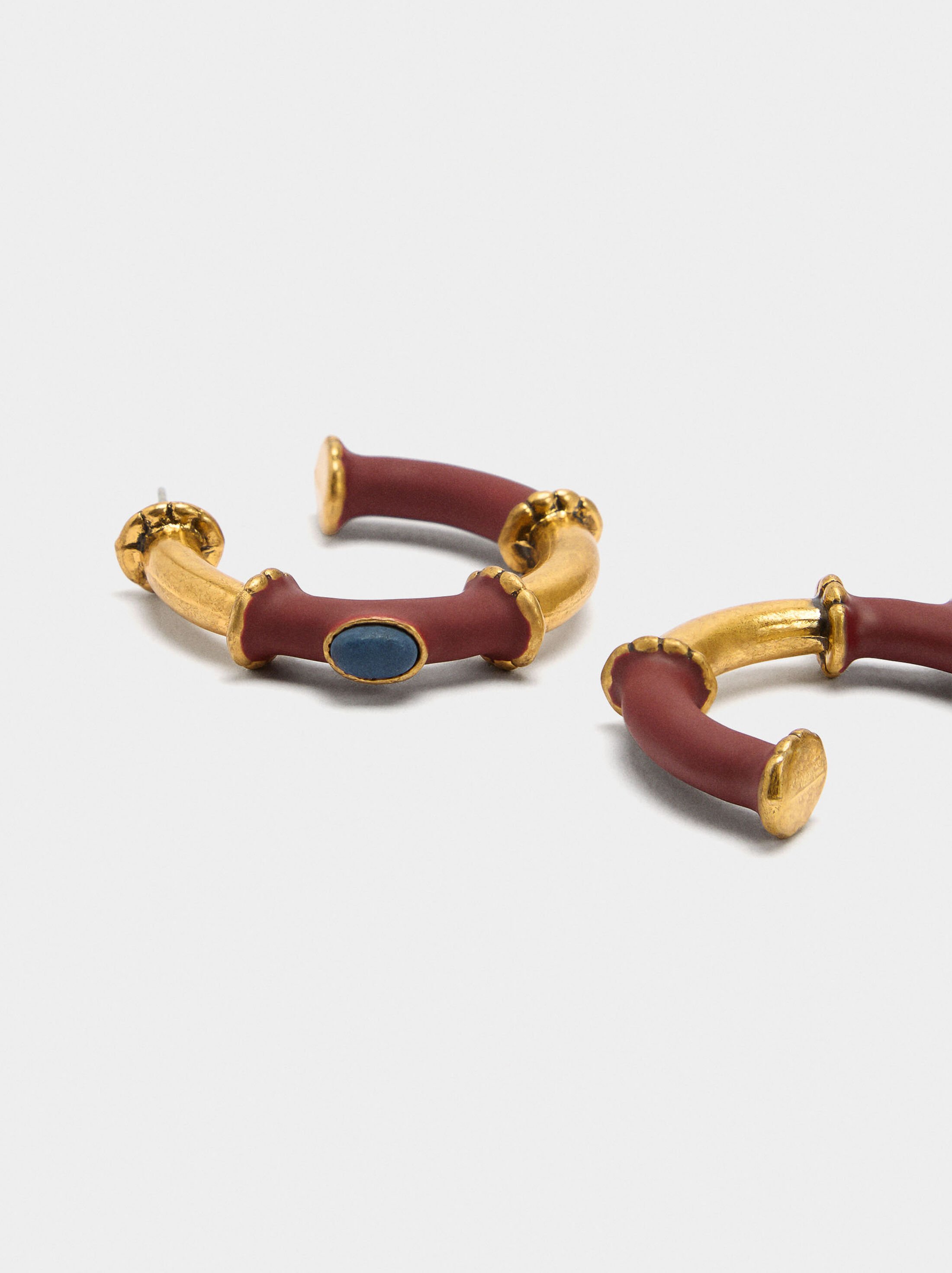 Open hoop earrings with stone image number 1.0