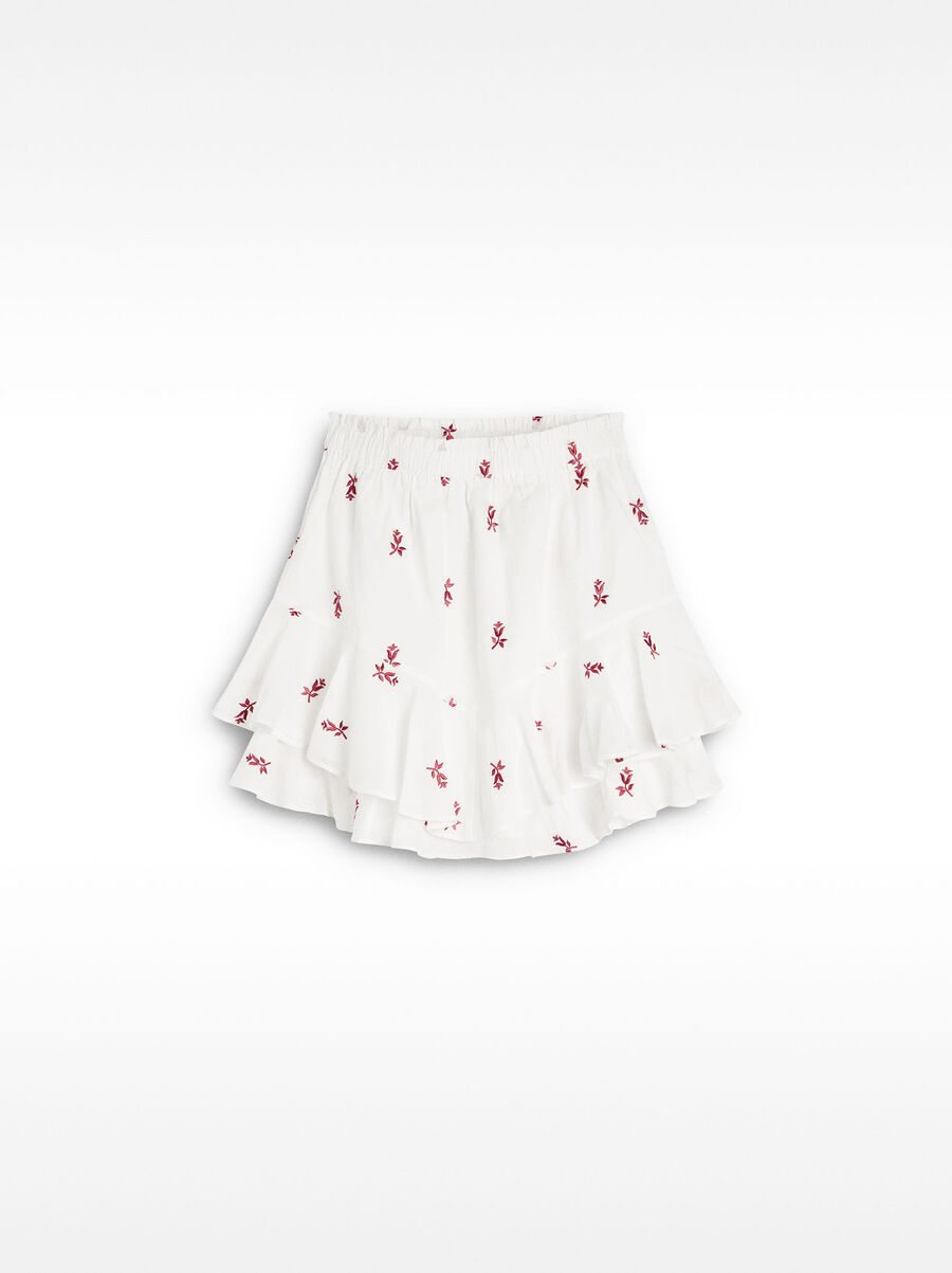 Short embroidered skirt 100% cotton