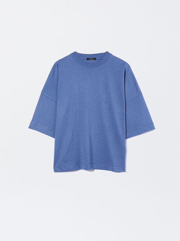 Camiseta Con Cuello Redondo, Azul, hi-res