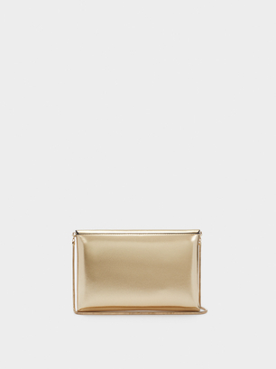 Metallic Party Handbag, Golden, hi-res