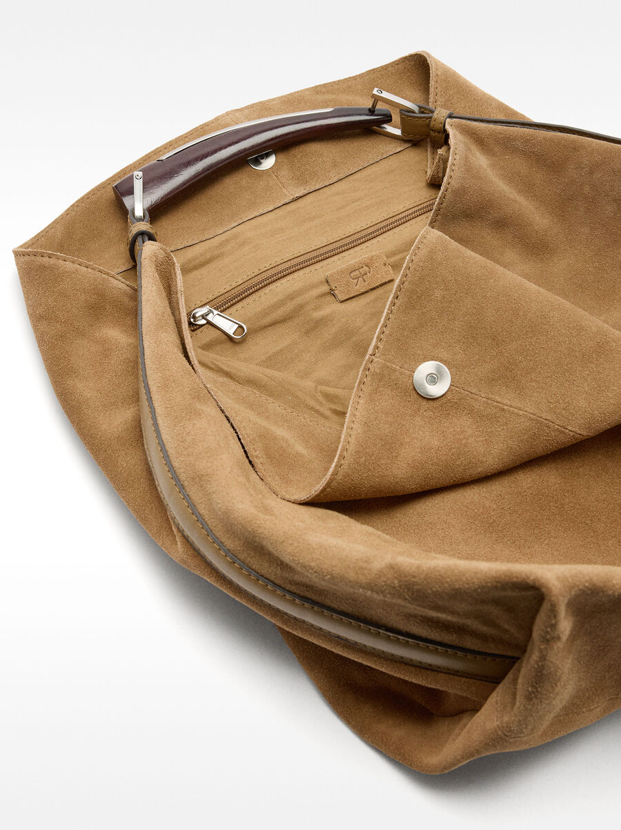 Shoulder bag in suede leather
