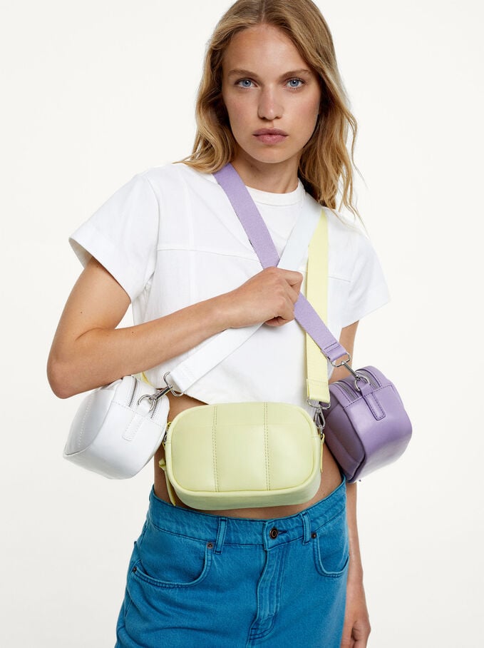 Shoulder Bag With Outer Pocket, Yellow, hi-res