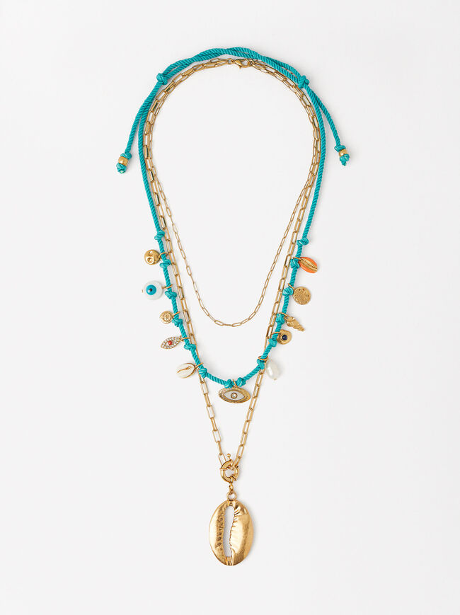 Double Necklace With Seashell And Charms image number 0.0
