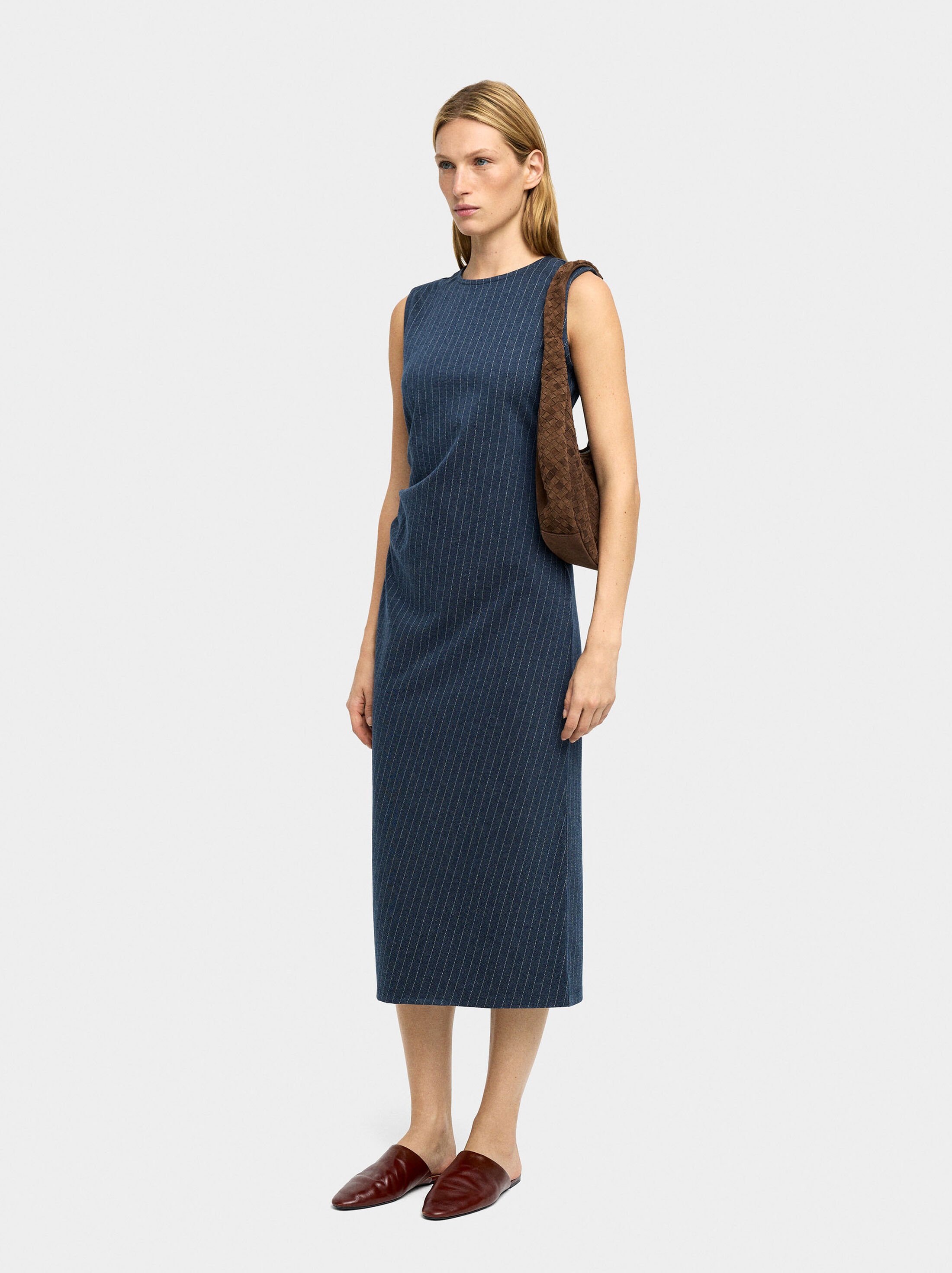 Midi dress with pinstripe image number 1.0
