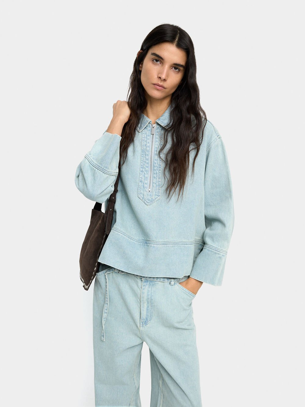 Hemd aus Denim mit Reißverschluss