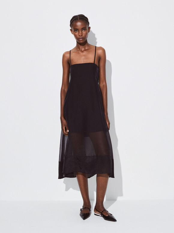 Light Strappy Dress, Black, hi-res