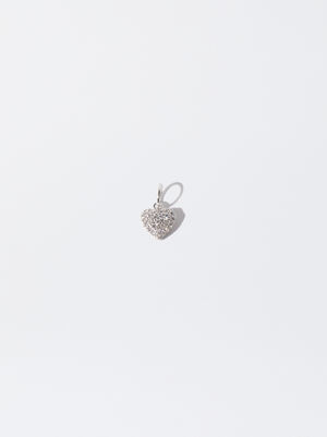 925 Silver Zirconias Heart Charm image number 0.0