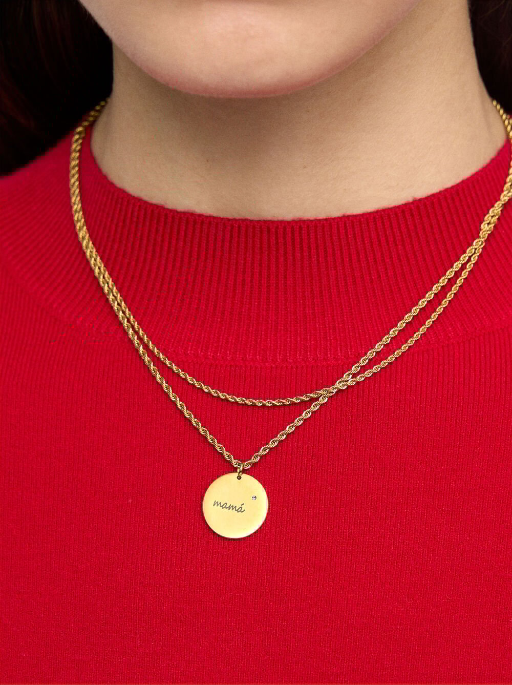 Double necklace with medal - stainless steel