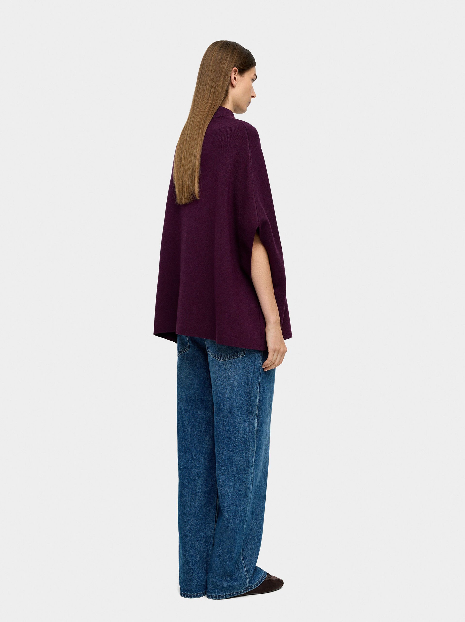 Knit poncho with high neck image number 3.0