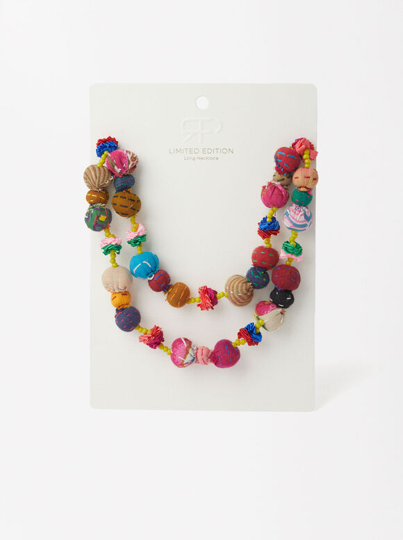 Multicolored Recycled Cotton Necklace - Limited Edition, Multicolor, hi-res