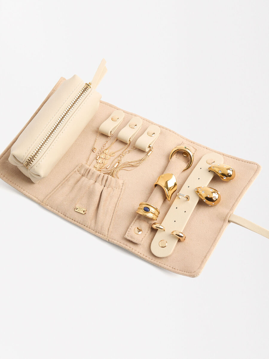 Leather roll jewelry case