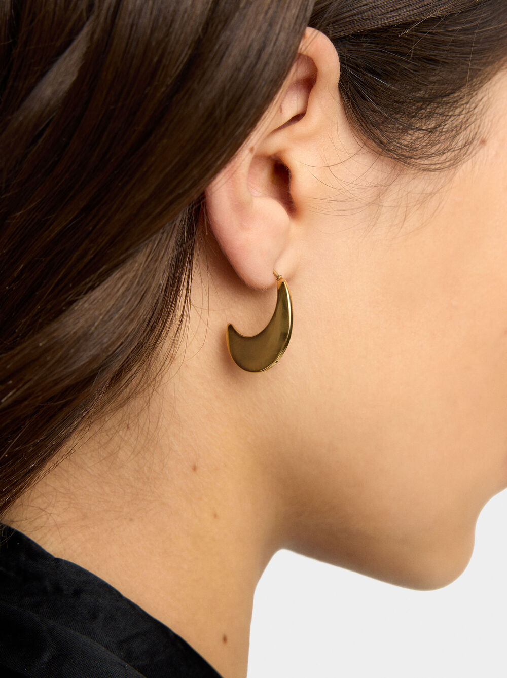 Open half-moon hoop earrings - stainless steel