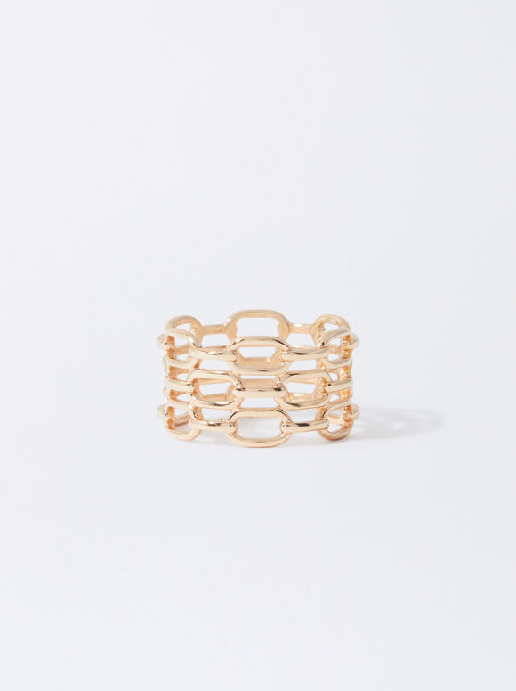 Mini Golden Link Ring, Golden, hi-res