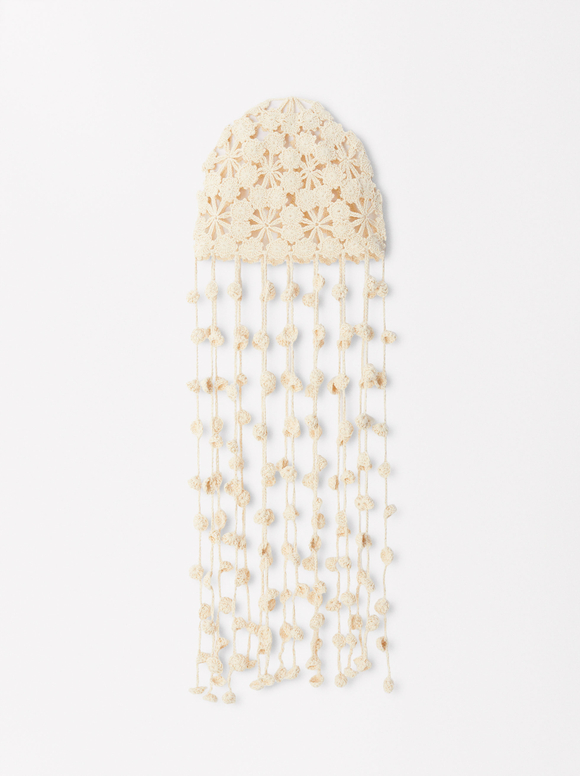 Crochet Hat, White, hi-res
