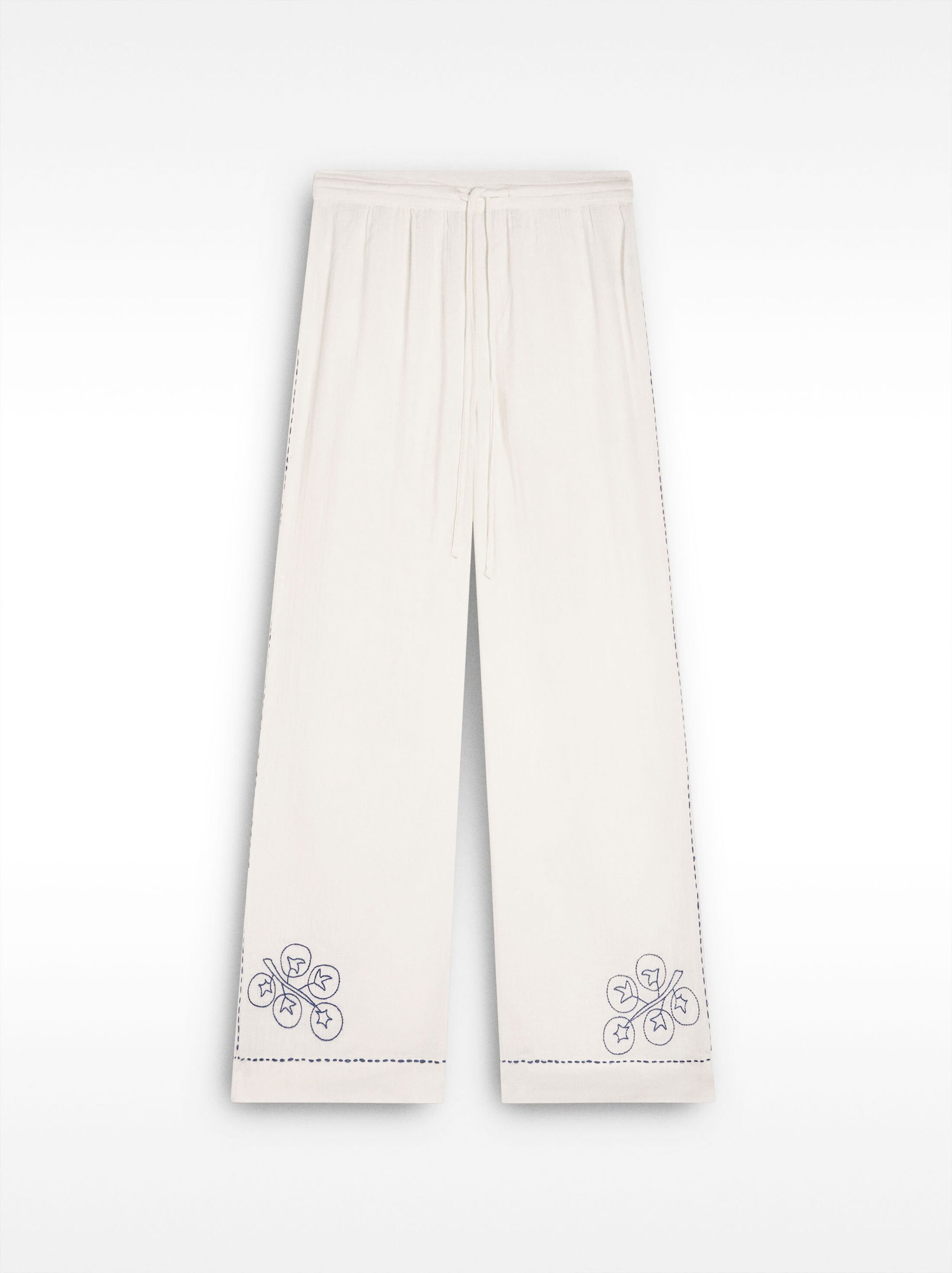100% cotton trousers with embroidery  image number 5.0