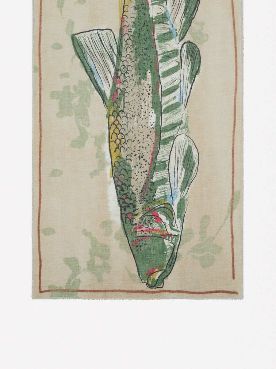 Printed scarf with wool