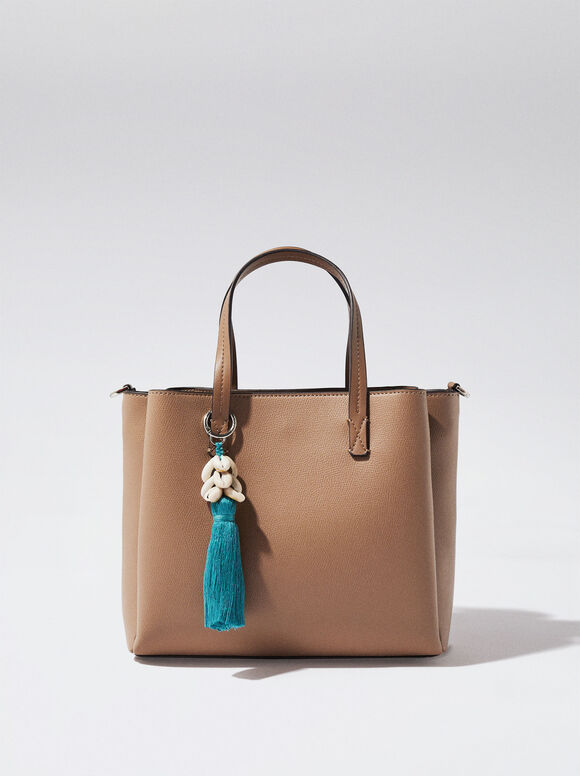 Everyday Tote Bag With Detachable Pendant, Camel, hi-res