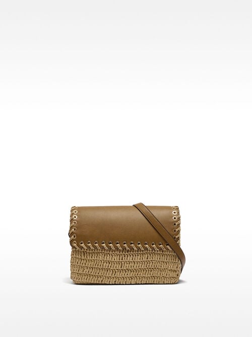 Sac bandoulière en paille avec rabat