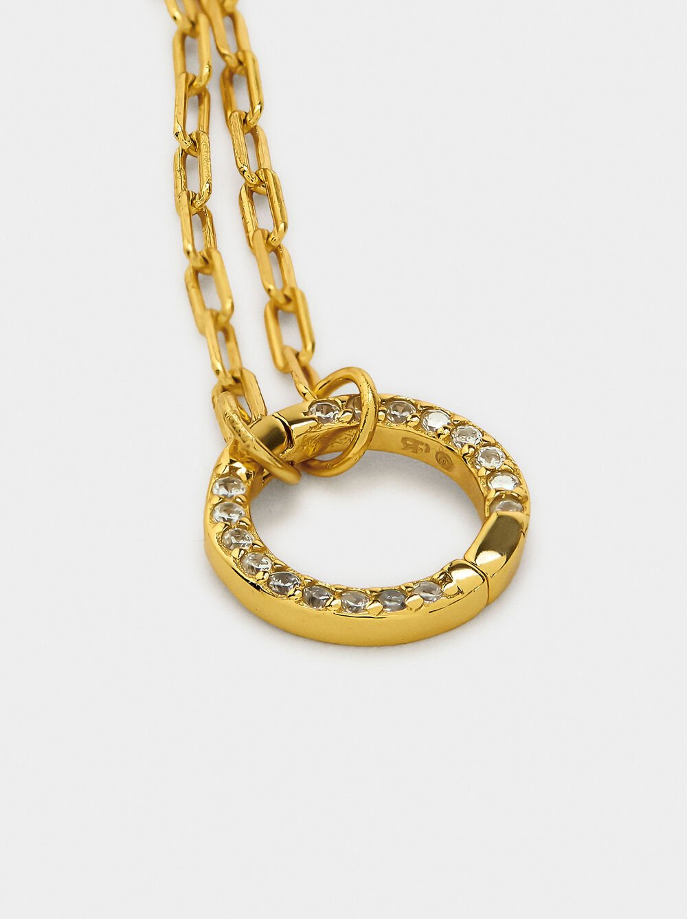 Pendant necklace with links and zirconias - 925 sterling silver