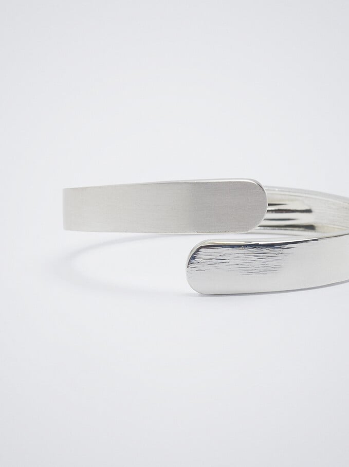Rigid Silver-Plated Bracelet, Silver, hi-res