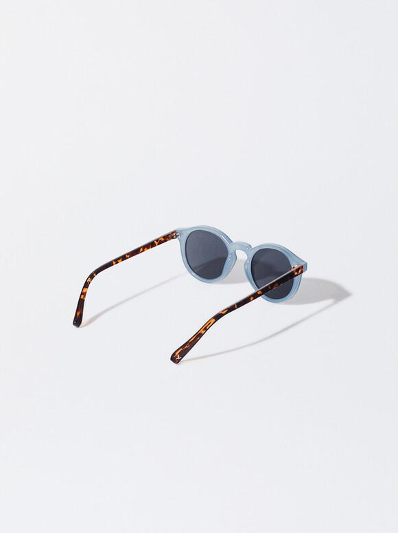 Round Sunglasses , Blue, hi-res