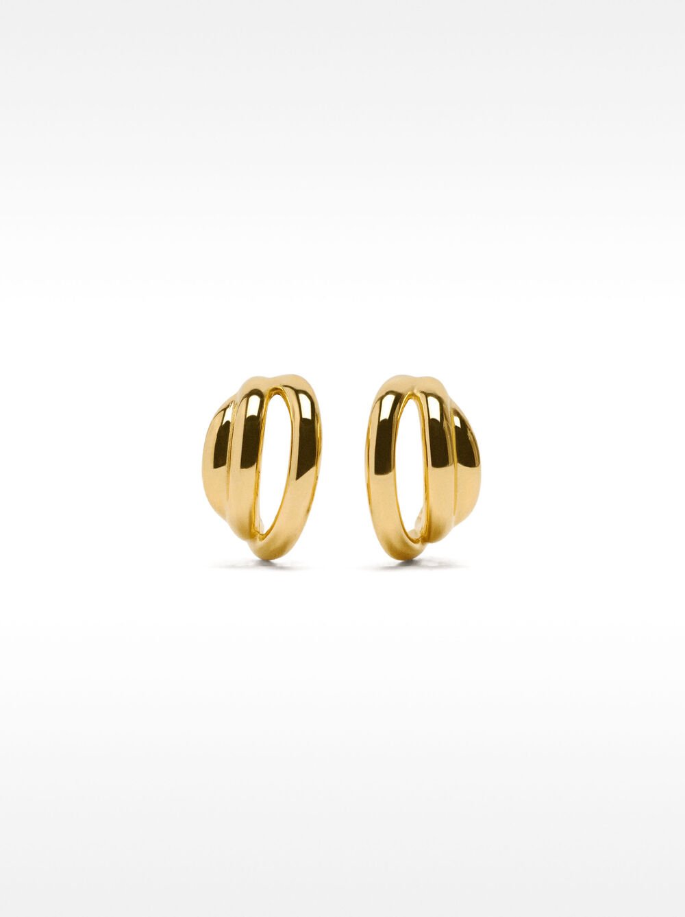 Triple-effect hoop earrings – stainless steel