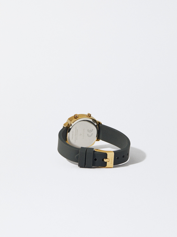 Digital Watch With Silicone Strap, Grey, hi-res