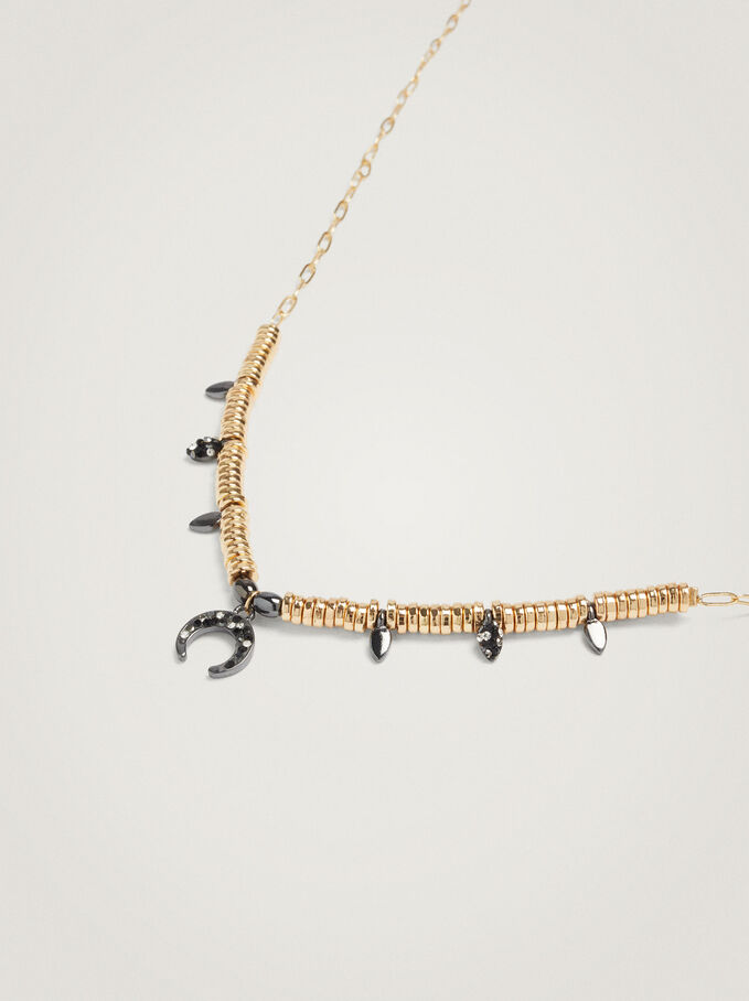 Short Horn Necklace With Strass, Multicolor, hi-res
