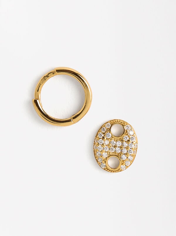 Single hoop with zirconias - 925 sterling silver