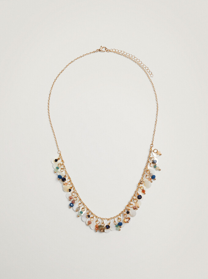 Short Necklace With Stones And Pendants, Multicolor, hi-res