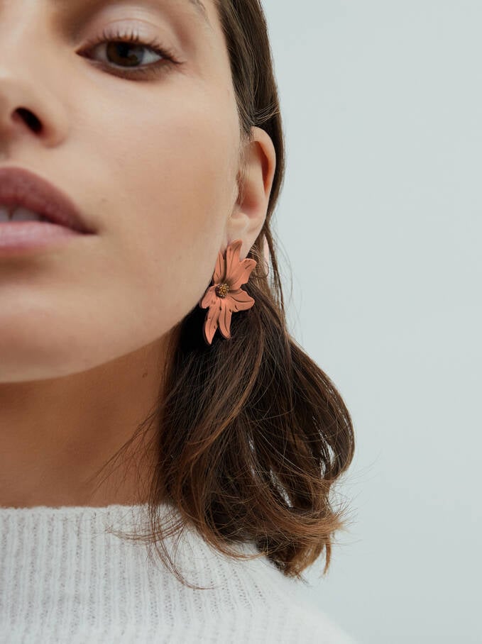 Flower Earrings, Pink, hi-res