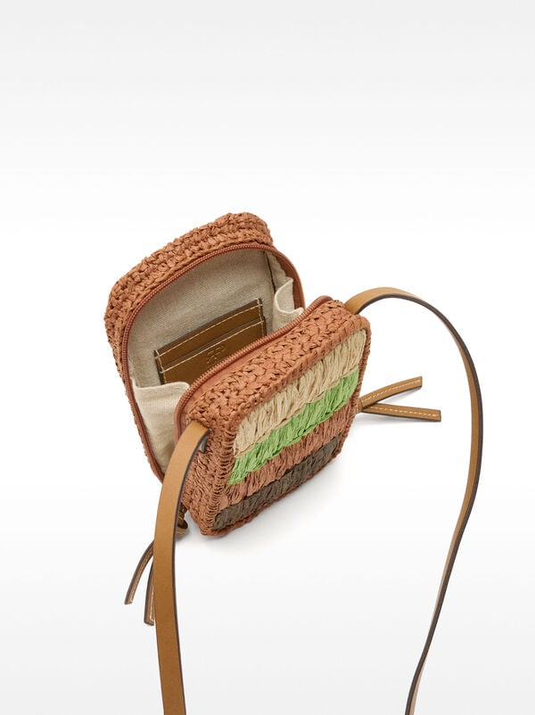 Multicolor phone bag with straw effect