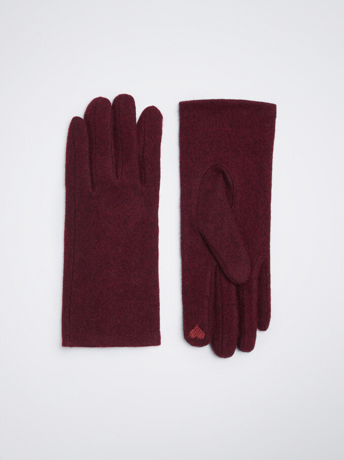Wool Gloves, Bordeaux, hi-res