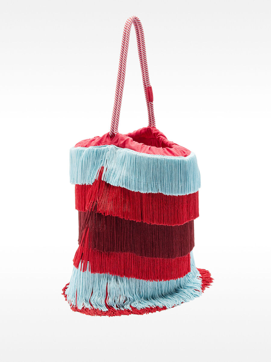 Cotton bucket bag with fringes