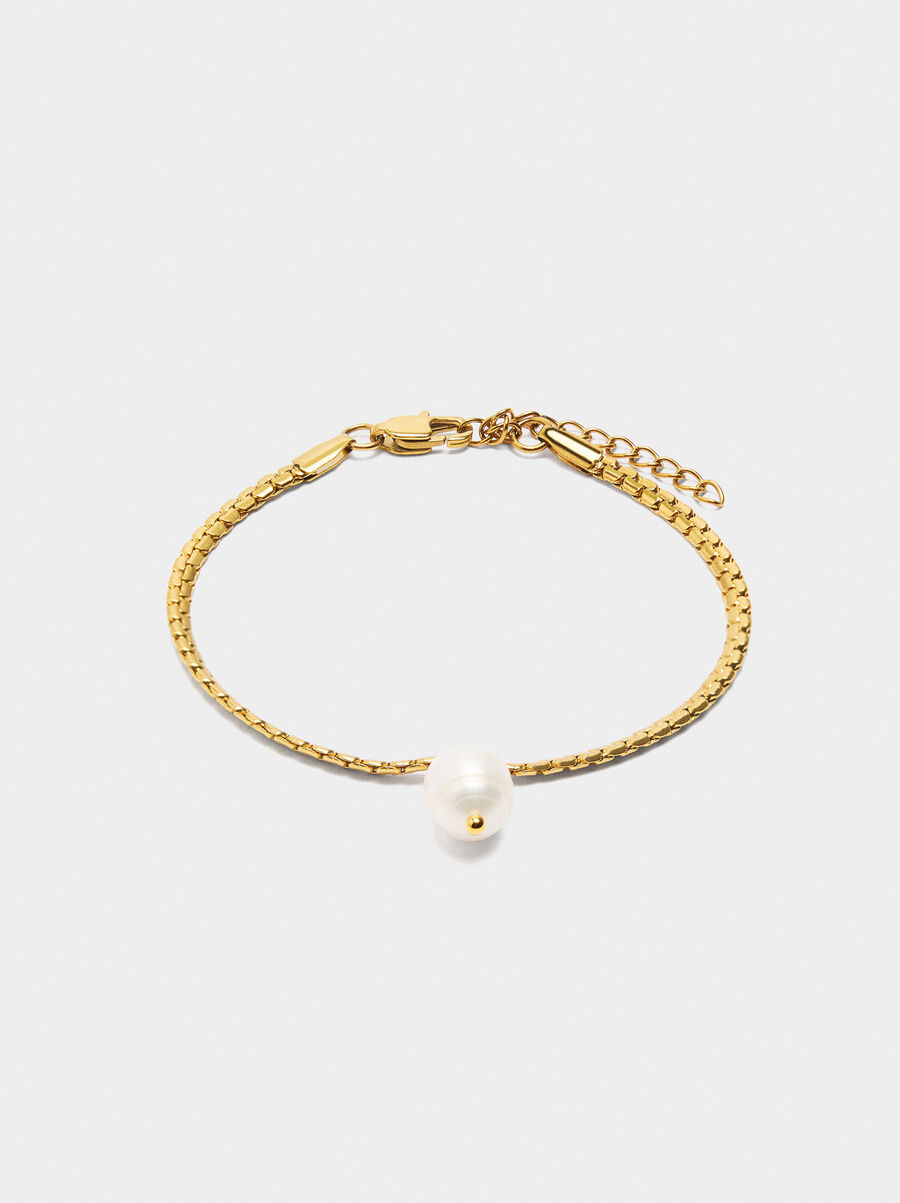 Bracelet with freshwater pearl – stainless steel