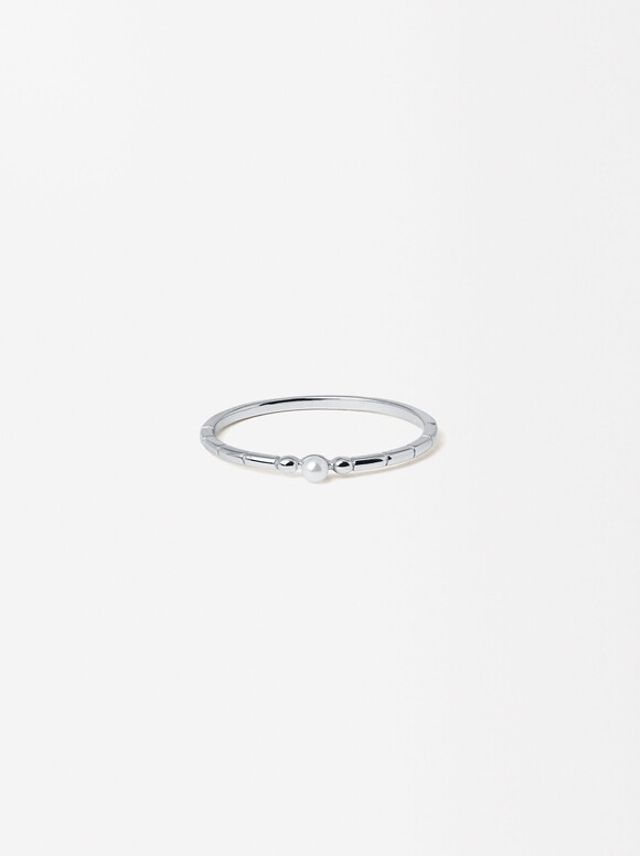 925 Silver Ring With Pearl, Silver, hi-res