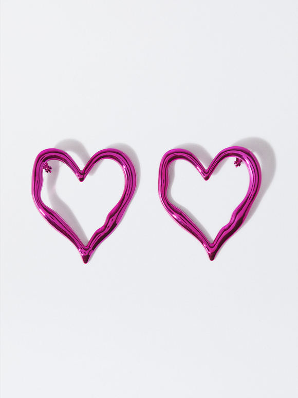 Online Exclusive - Heart Earrings, Pink, hi-res