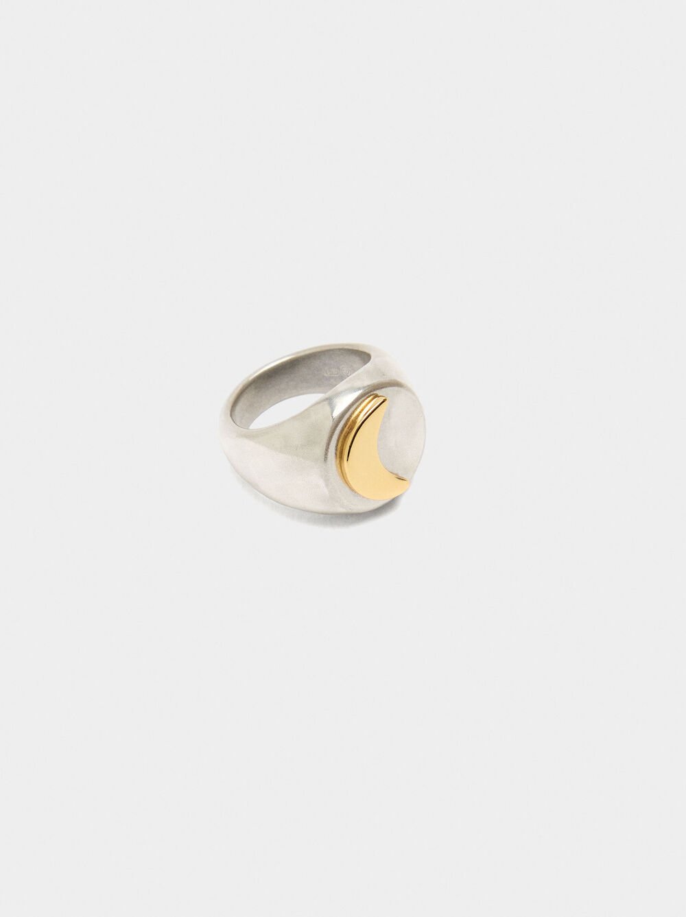Bicolor moon ring with 925 sterling silver