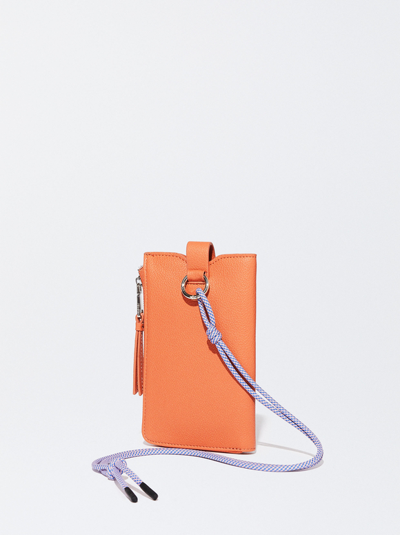 Étui Pour Téléphone Portable Avec Bandoulière, Orange, hi-res