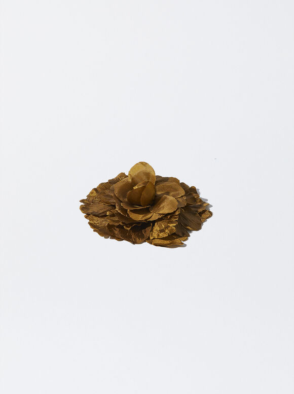 Flower Duckclip / Brooch, Mustard, hi-res