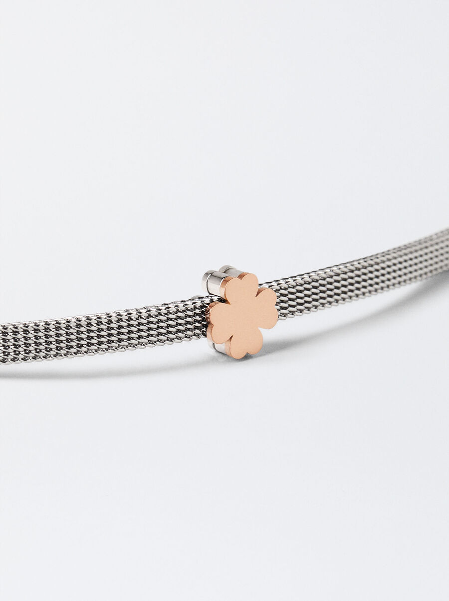 Stainless steel bracelet with shamrock