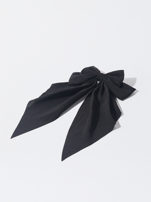 Hair Clip With Bow, Black, hi-res