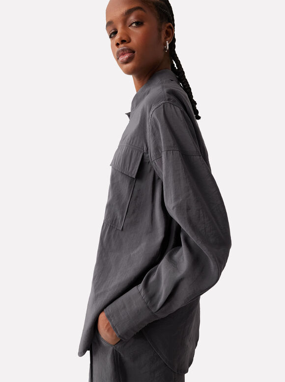 Online Exclusive - Long-Sleeve Shirt With Buttons, Grey, hi-res