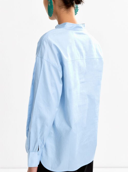 100% cotton shirt mandarin collar