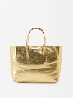 Personalized Leather Tote Bag, Golden, hi-res
