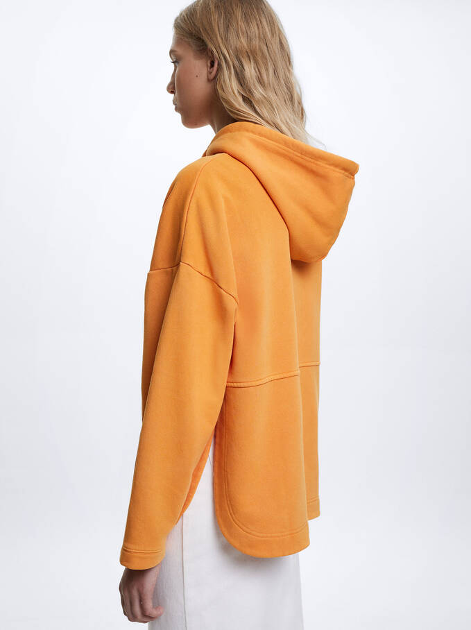 Sweatshirt Aus Baumwolle Mit Kapuze, Orange, hi-res