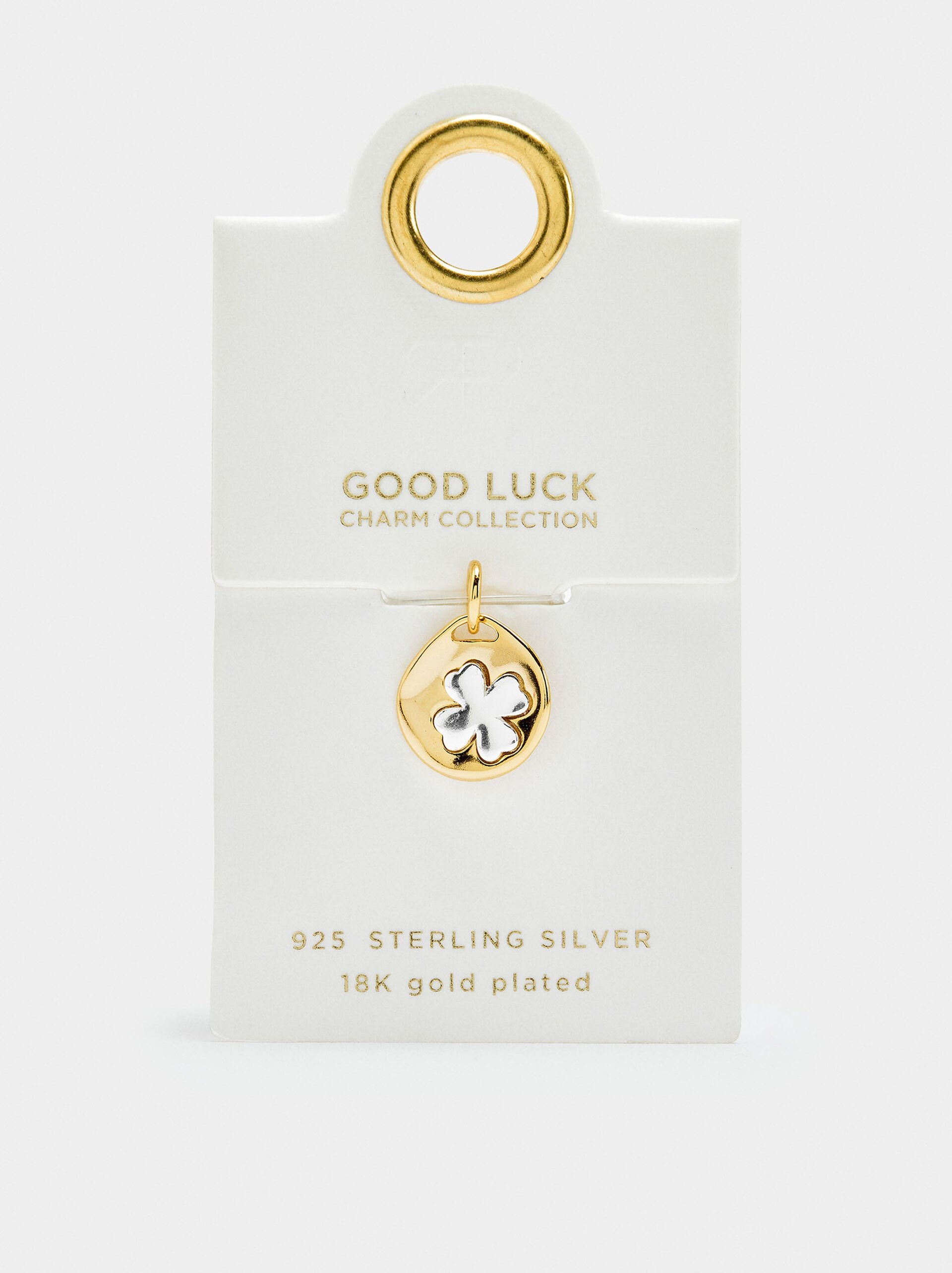 Bicolor clover charm - 925 sterling silver image number 3.0